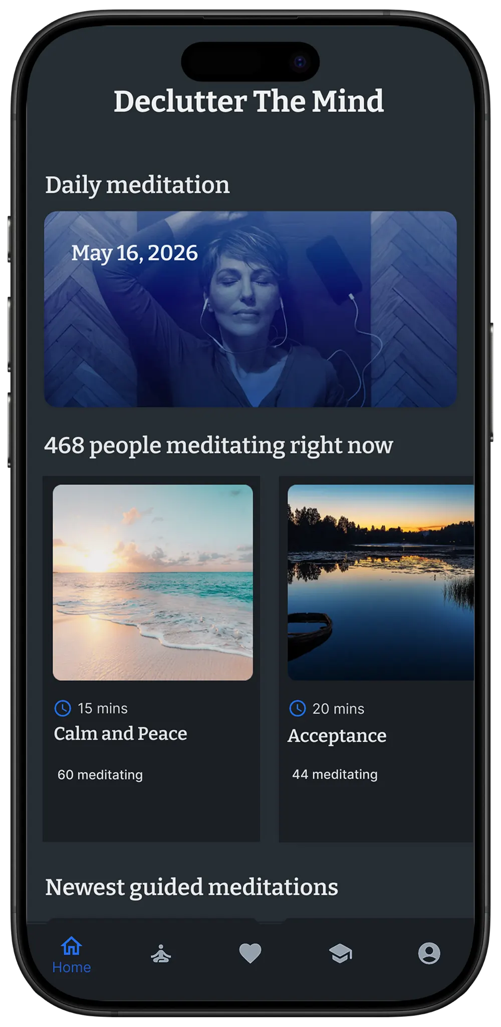 DTM home screen in dark mode
