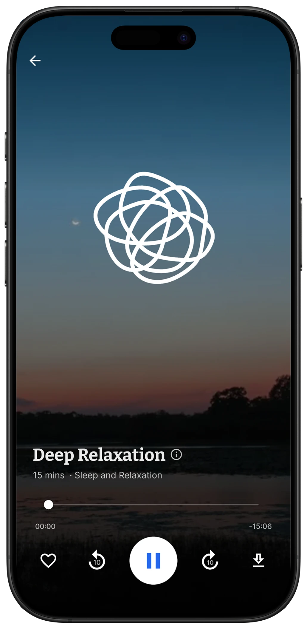 DTM player screen. A guided meditation in mid-session