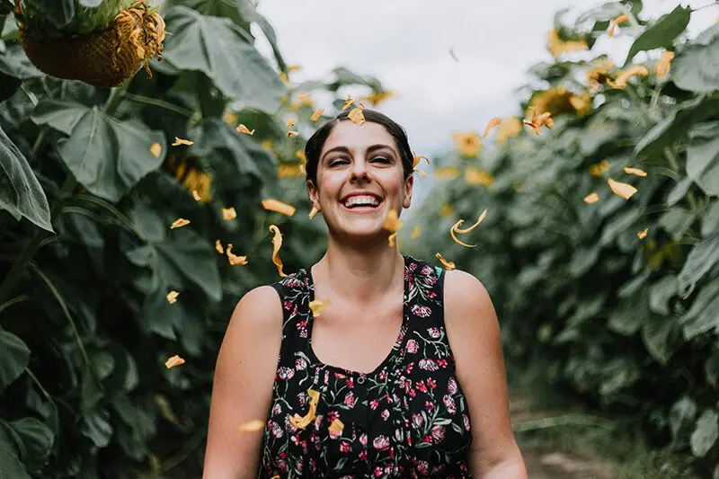 Woman laughing and smiling with joy