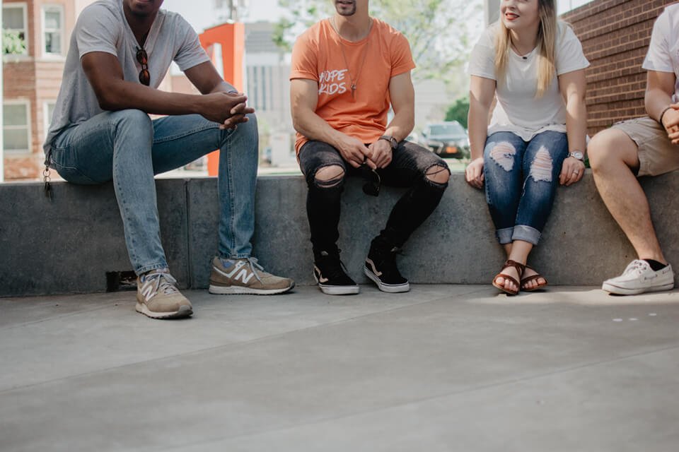 Ground of people having a discussion outside