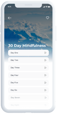 a cell phone with the text 30 day mindfulness on it.