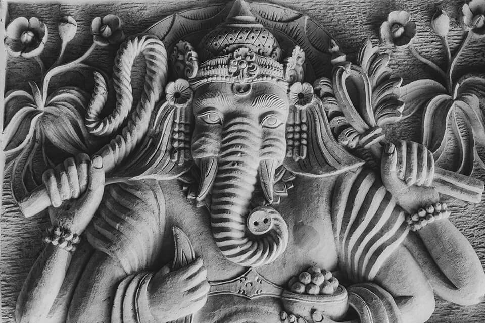 Hindu carving in wall