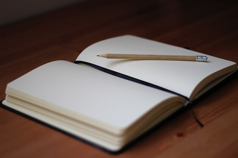 Blank journal open on a table